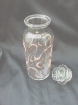 Retro Clear & Pink Glass Jar