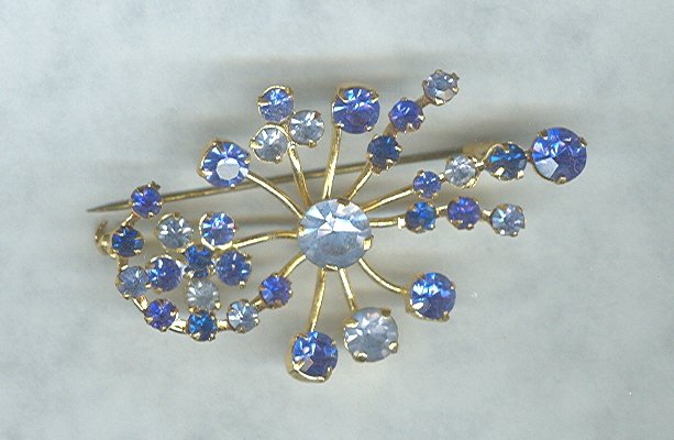 Vintage Austrian Blue Rhinestone Pin