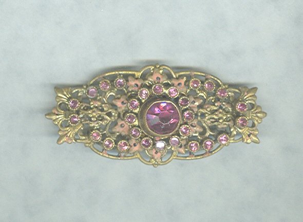 Vintage Czechoslovakia Pin w/Pink Stones