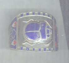 Vintage Silver & Enamel Scarab Bangle Bracelet