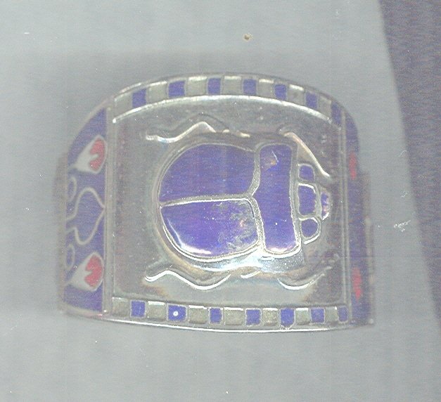 Vintage Silver & Enamel Scarab Bangle Bracelet