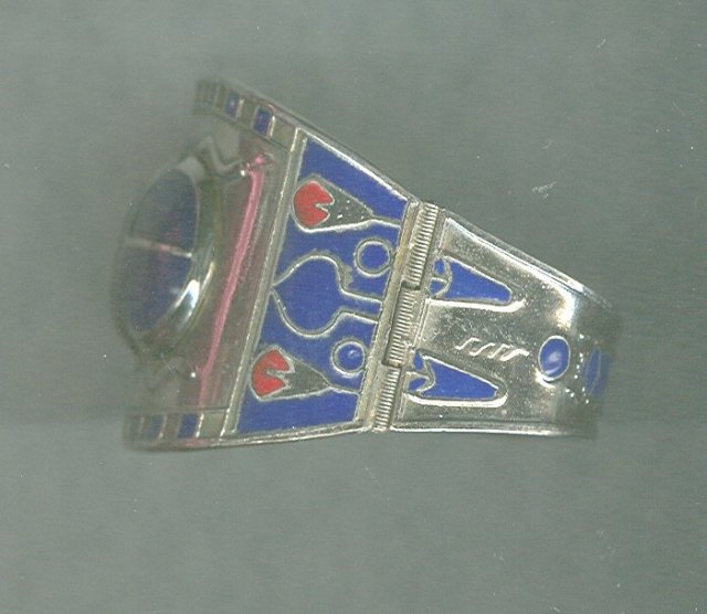 Vintage Silver & Enamel Scarab Bangle Bracelet