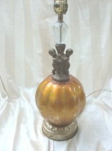 Vintage Glass & Cherub Table Lamp