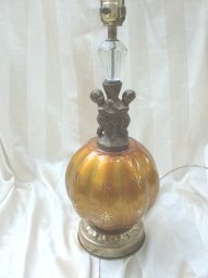 Vintage Crystal, Glass & Cherub Table Lamp