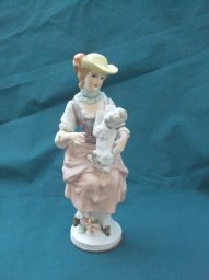 Vintage Porcelain Lady Figurine w/Poodle
