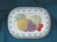 Ceramic Kitchen Mold w/Fruit Decoration