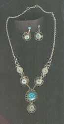 Antique Filagree & Aqua Necklace & Earrings Set **BOOK PIECE**