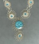 Antique Filagree & Aqua Necklace & Earrings Set **BOOK PIECE**
