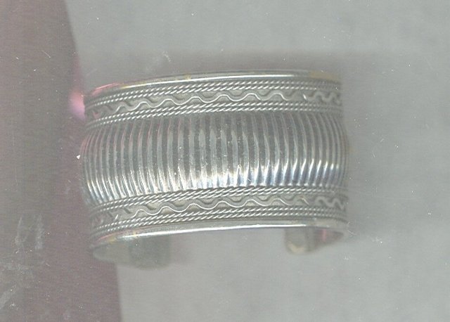 Vintage Wide Silvertone Cuff Bracelet