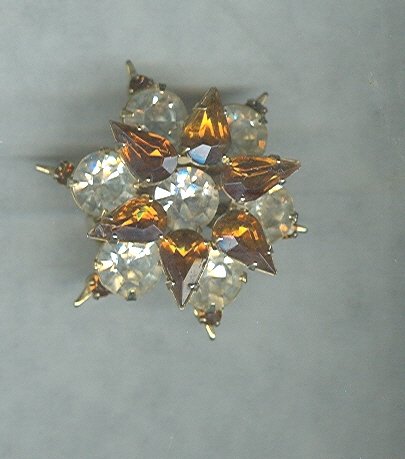 Vintage Amber Snowflake Pin