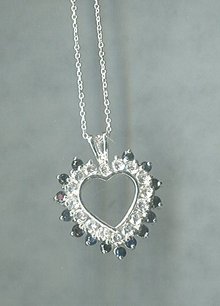 Sterling Silver & Sapphire Heart Pendant w/Chain