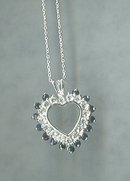 Sterling Silver & Sapphire Heart Pendant w/Chain
