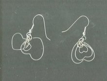Silver Triple Heart Dangle Earrings