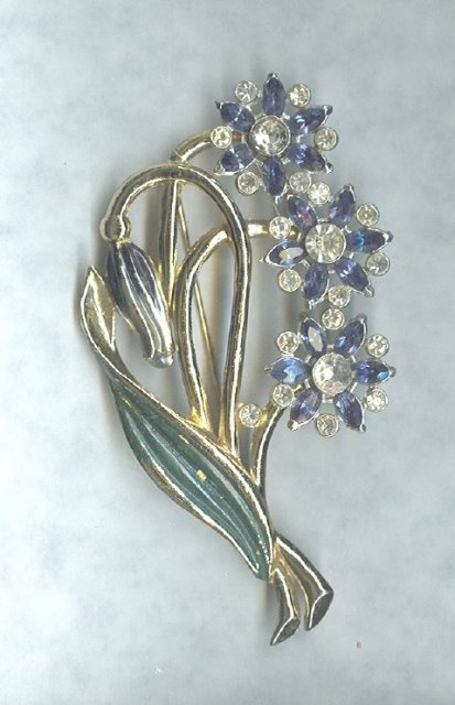 Early Coro Enamel Flower Brooch