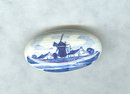 Vintage Hand Painted Blue & White Porcelain Pin