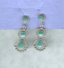 Vintage Hand Made Sterling Silver & Turquoise Earrings