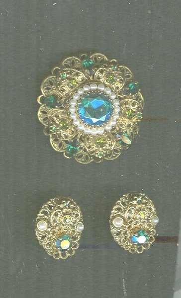 Vintage West German Brooch & Earrings Set