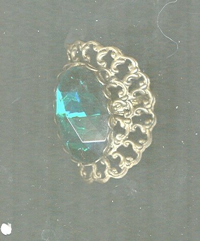 Vintage Huge Green Oval Stone Ring