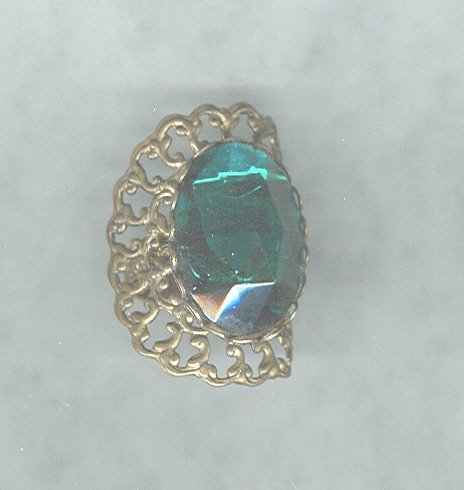 Vintage Huge Green Oval Stone Ring
