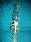 Vintage Small Glass Kerosene Lamp w/Birds