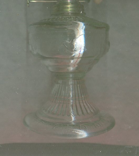 Vintage Small Glass Kerosene Lamp w/Birds