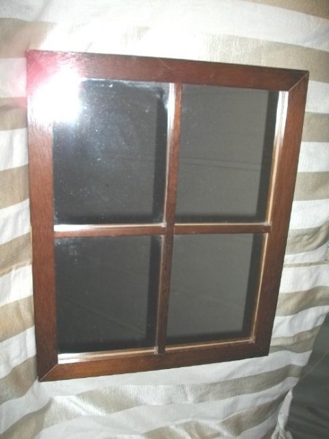 Wooden Frame Windowpane Decorative Mirror