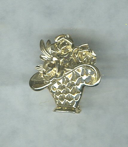 Vintage Rose Basket Pin