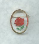 Vintage Reverse Painted Rose Pin