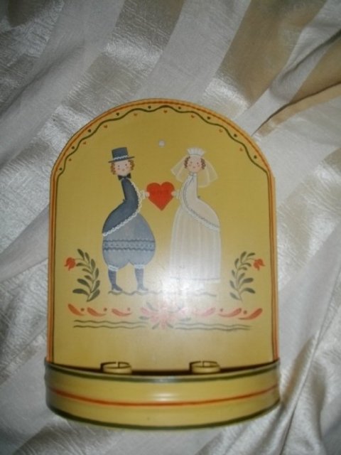 Vintage Hand Painted Enamelware Wedding Candleholder