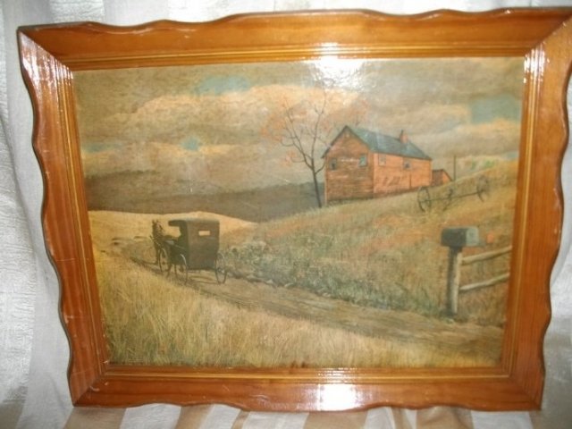 Vintage Framed Amish Country Picture