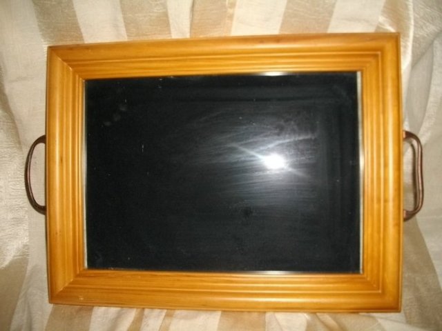 Wooden Serving Tray with Glass Top