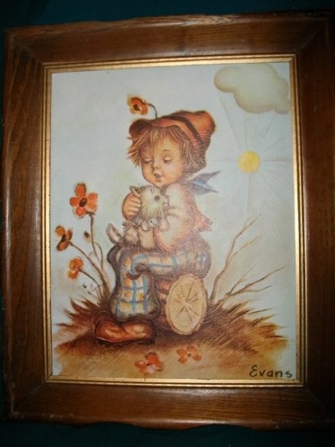 Vintage Framed Pair of Hummel Figurine Pictures