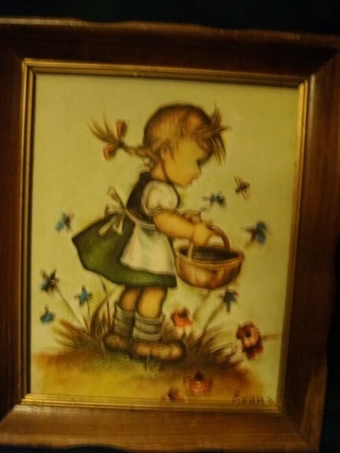 Vintage Framed Pair of Hummel Figurine Pictures