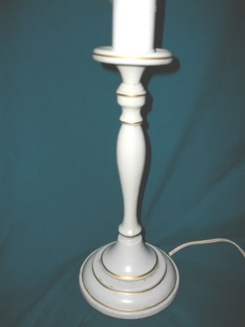 Vintage Metal Enamelware Candlestick Lamp