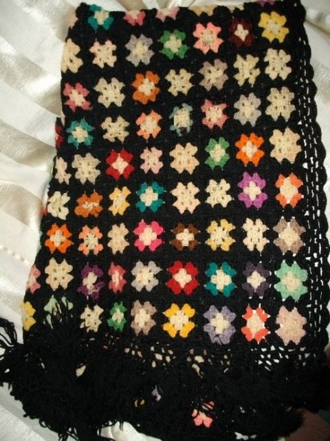 Vintage Hand Crocheted Granny Square Afghan