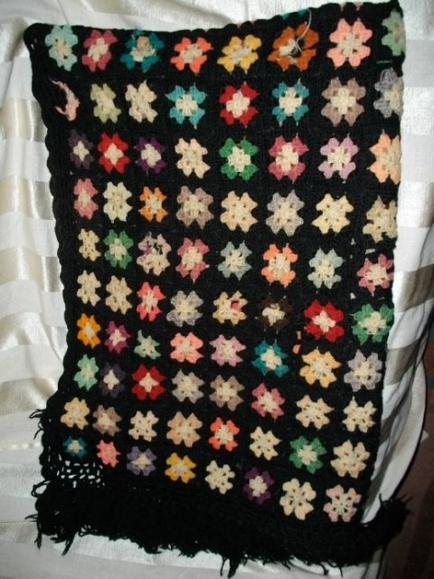 Vintage Hand Crocheted Granny Square Afghan