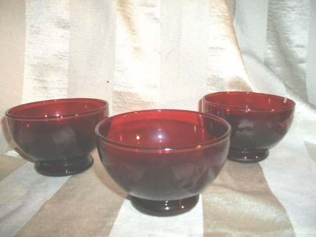 Vintage Ruby Red Glass Footed Bowl Set (8)