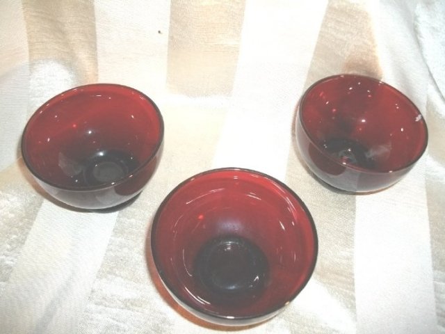 Vintage Ruby Red Glass Footed Bowl Set (8)