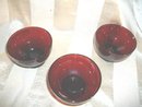 Vintage Ruby Red Glass Footed Bowl Set (8)