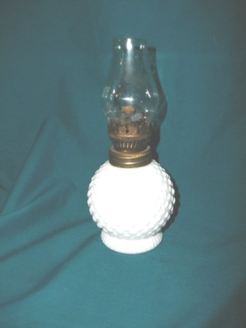 Vintage Hobnail Miniature Oil Lamp