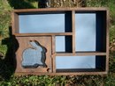 Wooden Display Shelf w/Wire Covered Rabbit