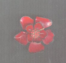 Vintage Red Enamel Flower Pin