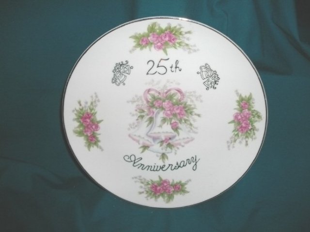 Vintage 25th Wedding Anniversary Plate