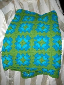 Vintage Hand Crocheted Granny Square Afghan