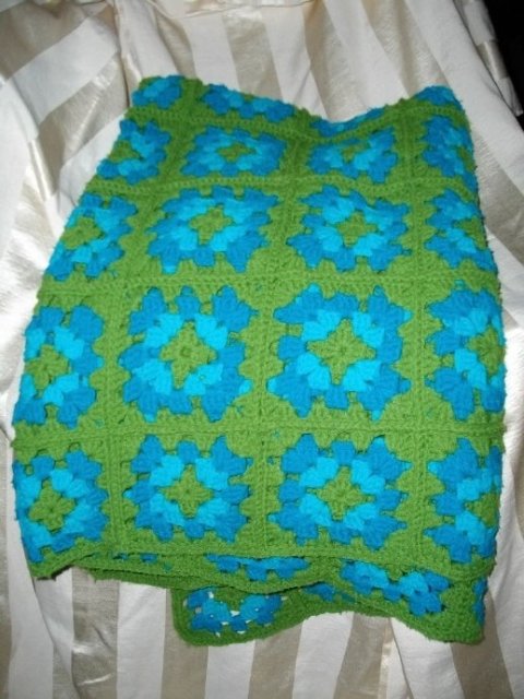 Vintage Hand Crocheted Granny Square Afghan