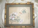 Vintage Oriental Silk Bird Painting **Signed in Red
