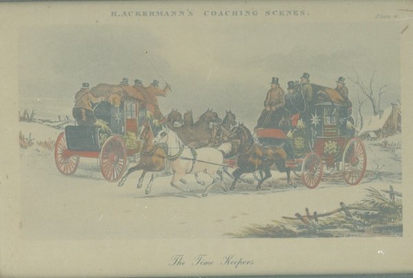 Vintage R. Ackermann's Hand Coloured Coaching Scene
