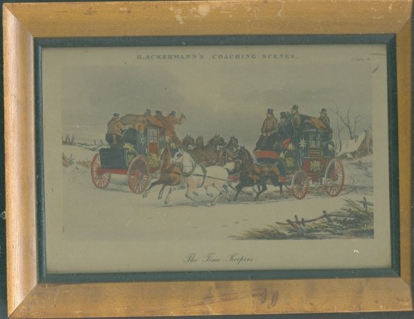 Vintage R. Ackermann's Hand Coloured Coaching Scene