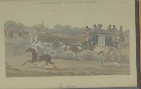 Vintage R. Ackermann's Hand Coloured Coaching Scene
