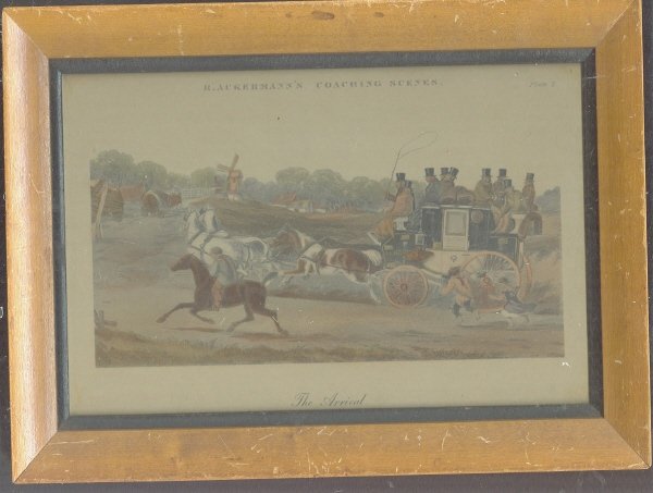 Vintage R. Ackermann's Hand Coloured Coaching Scene